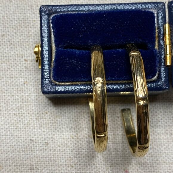 💛 Gold Plated Bamboo Hoop Earrings - Picture 1 of 6
